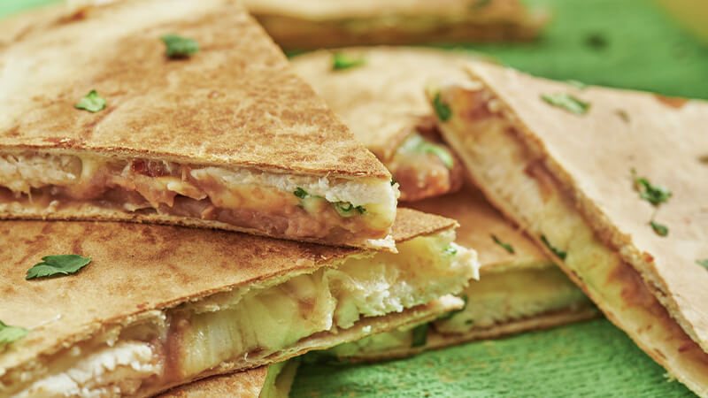 Chicken & refried bean quesadillas